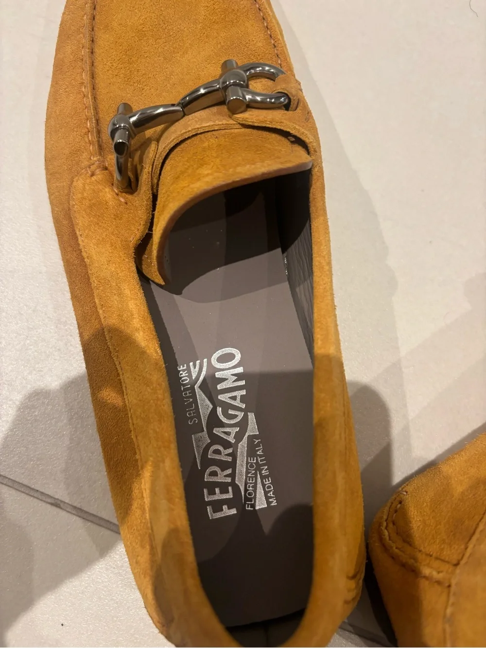 Salvatore Ferragamo Men's Suede Bit Loafers - Cognac size 11 BRAND NEW ORO